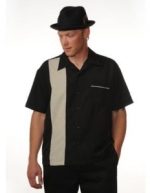 Bowling Hemd schwarz mit grauem Streifen (ohne Elvis)