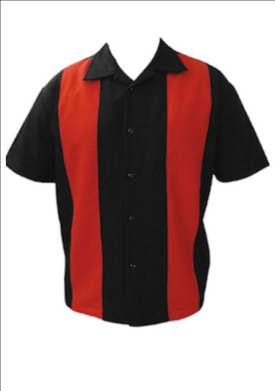 Bowling Hemd ohne Elvis , rot-schwarz L