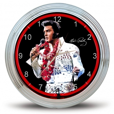 Neon-Wanduhr Elvis Aloha Hawaii