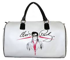 Elvis-Reise-Tasche Weiss mit Brille