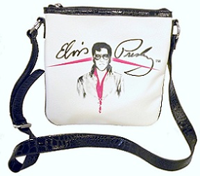 Umhängetasche weiss , Elvis mit Brille