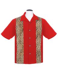 Leopard Bowlinghemd, rot
