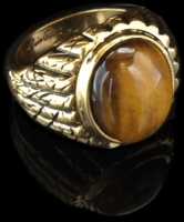 Elvis Tiger's Eye Ring, vergoldet