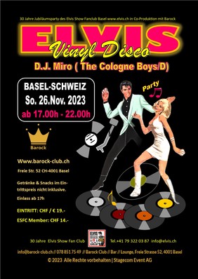 Ticket Elvis Disco 26.11.23 Basel